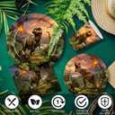 168pcs Dinosaur Party Supplies Paper Plates Napkins Dino World Decorations | Disposable Tableware Set Paper Cups Dinosaur Birthday Party Decorations for Kids Boys Birthday Decor Serves 24