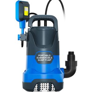 Sump Pump Submersible Water Pump 1HP 3700GPH with Float Switch Portable Water Transfer Pump Electric for Pool Draining Hot Tub Basement Utility Pumps