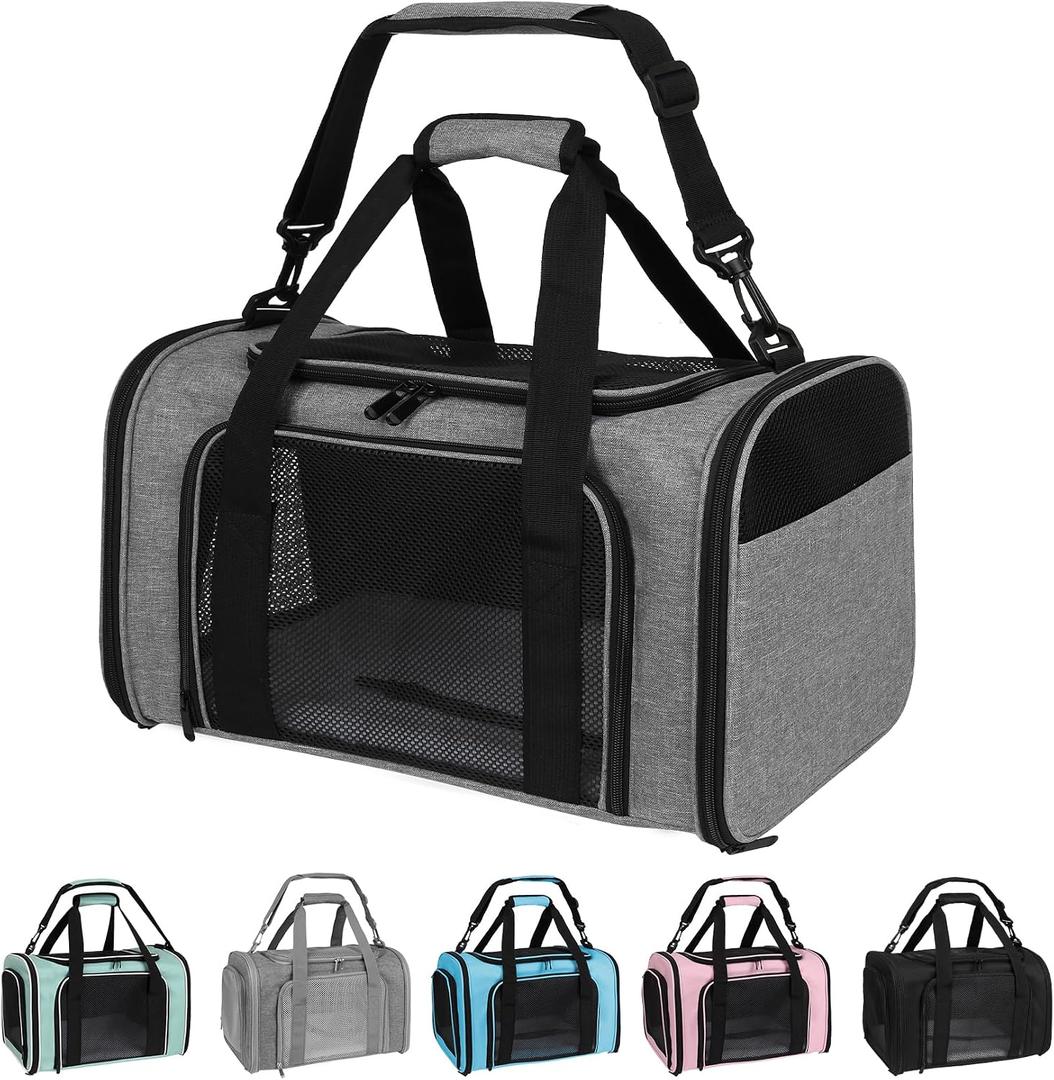 Carriers Soft-Sided Pet Carrier for Medium Large Cats Dogs 15lbs 20lbs,Ventilated Design, Portable Carry Handle, Collapsible Carrier for Kitten Puppy (X-Large, Grey & Black)