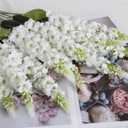 IPOPU 8PCS White Snapdragon Artificial Flowers Delphinium Artificial Silk Flowers Long Stem Hyacinth Fake Flowers for Wedding Home Outdoor Party Floral Arrangement Centerpiece Table Decoration (White)