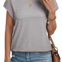 SHEWIN Womens Summer Tops Crewneck Short Sleeve T Shirts Casual Patchwork Hollow Out Loose Tank Top (Black, XL)