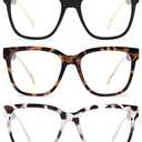 JM Oversized Reading Glasses for Women - Square Stylish Readers for Woman Men/W Blue Light Blocking Trendy Womens Computer Reader Eye Glass Fashion Bluelight Eyeglasses/W Large Frames Clear Lens(3.00)