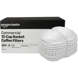 Amazon Basics Commercial 12-Cup Basket Coffee Filters, 1000 Count, Fits Bunn and Most Basket-Style Coffeemakers, White