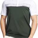 Rouen Polo Shirts for Men Quick Dry Regular Fit Casual Color Block Chest Print Active Short Sleeve Collared Mens Golf Shirt (X-Large, Olive Green)