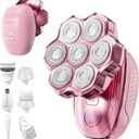 Electric Razors for Women Legs, 5-in-1 Electric Shaver for Women & Body Shaver, Waterproof Wet/Dry 7-Blade Womens Electric Shaver with Womens Facial Hair Shaver for Lady Face Underarms Public (Pink)