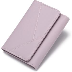 GAEKEAO Small Wallets for Women Leather RFID Blocking Trifold Ladies Wallets Credit Card Holder with Zipper Coin Pocket (Purple)