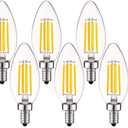 LUXRITE Vintage Candelabra LED Bulb 60W Equivalent, 550 Lumens, 4000K Cool White, LED Chandelier Light Bulbs 5W, Dimmable, Clear Glass, Filament Candle Bulbs, UL Listed, E12 Base (6 Pack)