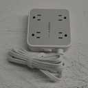 Surge Protector Flat Extension Cord Flat Plug Power Strip, 8 AC Outlets, 3 USB Charger(1 USB C Port) 3-Sided Outlet Extender, 5 Ft, 900 Joules Protection, Office Supplies, Dorm Room Essentials, Grey