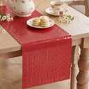 Artoid Mode Red Glitter Disco Sequin Table Runner, Retro Theme Kitchen Dining Table Decoration for Bachelorette Home Party Wedding Decor 12x72 Inch, Red