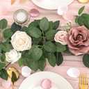 Lookein Artificial Rose Flower Garland Greenery Garland 5FT for Wedding Ceremony Backdrop Arch Flowers Table Centerpieces Decorations, Garden Dusty Rose