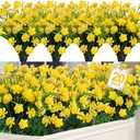 TURNMEON 20 Bundles Artificial Flowers for Outdoors Fake Plants Summer Decor, UV Resistant Artificial Plants Cemetery Fake Flowers Faux Plastic Greenery Shrubs for Home Porch Gardens 580 Heads(Yellow)