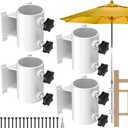 Deck Umbrella Mount Stainless Steel Patio Umbrella Holder, Umbrella Clamp Mount for Deck Railing Heavy Duty Outdoor Umbrella Clamp White (4 Pcs)
