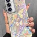 Toycamp Compatible with Samsung Galaxy S24 Plus Case - Cute Glitter Laser Butterfly S24 Plus Phone Case with Bling Camera Lens Protector Laser Holo Galaxy S24 Plus Cover for Women Girly