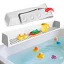 Splash Guard for Bathtub Kids - Silicone Bathtub Splash Guard with 11 Suction Cups, Bath Tub Play Shelf for Kids & Toy Holder, Prevent Water Spill in Bathroom, Fun Bath Time for Toddlers Baby, Gray