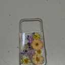 for iPhone 17 Pro Clear Case with Pressed Real Flower Design, Cute Glitter Purple Floral Pattern Slim Soft TPU Shockproof Protective Women Girls Phone Cover for iPhone 17 Pro 6.3", Violet