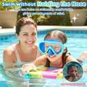 Vvinca Kids Swim Goggles with Nose Cover, Snorkel Diving Mask Fabric Strap Anti Fog Anti Shattered Lens Goggles for Kids 06-Blue Green