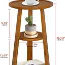 Small Round Side Table, Solid Wood 3-Tier End Table for Small Spaces, 13 Inch Compact Drink Table, Round Wood Side Table for Living Room & Bedroom, Amber Brown