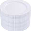 DaYammi 36PCS White Plastic Plates, Heavy Duty White Disposable Premium 7.5inch Dessert Cake Salad Appetizer Plates Hard Plastic Platos Disposable for Party Wedding