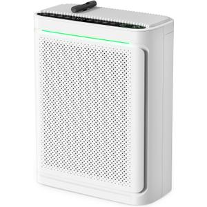 VOOPNU Air Purifiers For Home With Air Quality Display Cover Area Up to 2152 Sq.Ft Equipped with True H13 HEPA Washable Filter Air Cleaner with Fragrance Sponge for Bedroom Dorm Room, DH-JHD08(White)