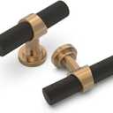 10 Pack Cabinet knurled Knobs Matte Black and Champagne Bronze Kitchen Cabinet Knobs Aluminum and Zinc Alloy Drawer Pulls Solid Cabinet Hardware (1.38'' Diameter(35mm))