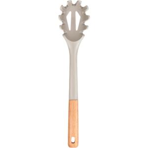 Silicone Pasta Fork, Kitchen Heat Resistant Noodle Spoon Server, BPA Free Spaghetti Strainer,12.8 inch (Khaki)