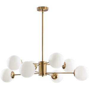 KCO Lighting 8-Light Glass Sputnik Chandelier Light Modern Gold Chandeliers Pendant Light Fixture Vintage Globe Ball Ceiling Flush Mount Light Fixture Kitchen Island