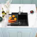 18 Inch Black Drop In Granite Bar Prep Sink 18"x18", 18x18x10-topmount