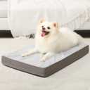 KSIIA Orthopedic Dog Bed, Deluxe Plush Waterproof, 29 x 18 Inch, Gray, 3-Inch Thick High-Density Egg Crate Foam, Removable Cover, Machine Washable