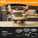 4 Pack 6QT Gold Chafing Dishes for Buffet, Round Chafing Dish Set 304 Stainless Steel Food Warmer Tool-Free Assembly Buffet Servers and Warmers to Keep Food Hot or Cold, for Party, Wedding, Catering