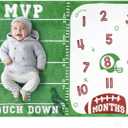 Football Baby Monthly Milestone Blanket Sports Month Blankets Growth Chart Nursery Swaddling Blankets Gift Ideas for Newborn Baby Shower Photography Background Prop Soft Plush