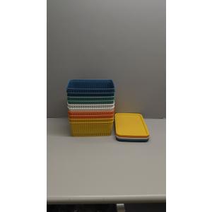 Plastic Storage Basket with Lids 10 Pack Stackable Black Storage Bins Containers with Lid, Decorative Storage Boxes for Organizing Shelves, Drawers, Playroom, Classroom, Office, Closet