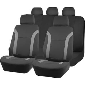 Zpana Car Seat Cover Full Sets, 9PCS Waterproof Vehicle Front and Rear Split Bench Covers with 3D Foam Back Support, Breathable Auto Seat Protective Accessories, Universal for SUV RV Truck (Gray)