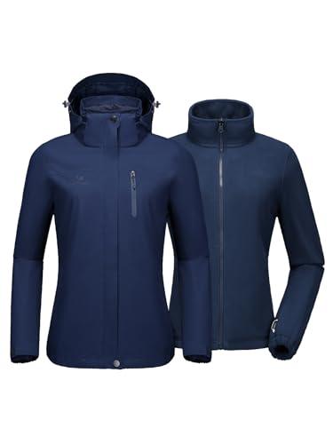 CAMEL CROWN Women's 3-in-1 Waterproof Ski Jacket Windproof Winter Coat Fleece Inner Snow Snowboarding Jacket Outdoor, M