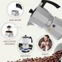 Cafe Du Chateau Moka Pot Espresso Maker - Makes 6 Espresso Cups - Stovetop Coffee Percolator with Clip Measuring Spoon - Ideal Cuban & Italian Coffee Maker