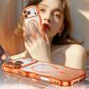 2 x BENTOBEN for iPhone 17 Pro Case Clear, [Compatible with MagSafe][Full Camera Protection][Cute Wave Frame][DIY Glitter Cardstock] Electroplated Wavy Shockproof 17Pro Phone Case 6.3", Cosmic Orange