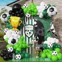 Soccer Balloon Arch Kit 145Pcs Green Black and White Balloons Garland with Soccer and Trophy Foil Balloons for Sport Game World Cup Football Birthday Party Decorations