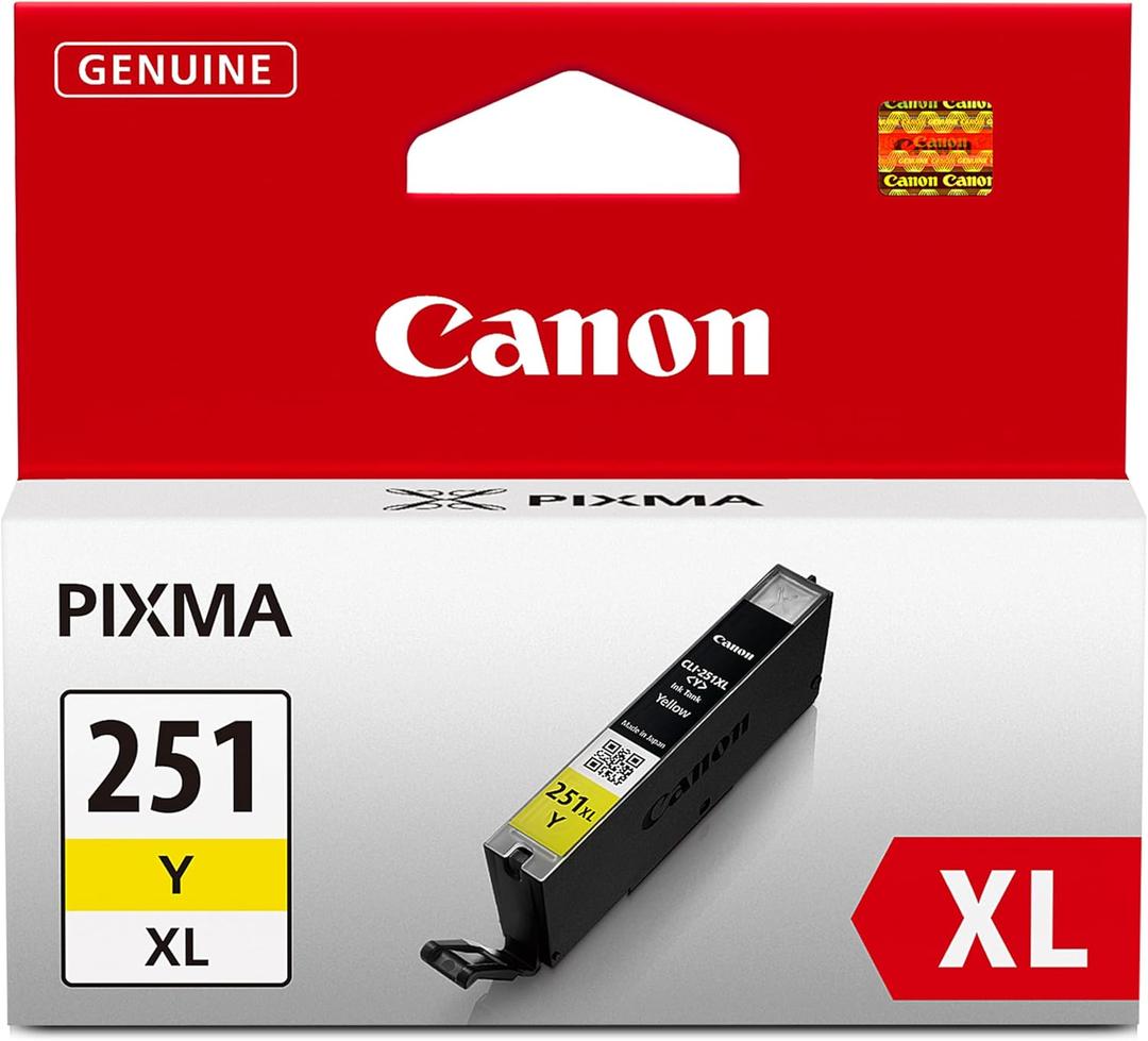 Canon CLI-251XL Genuine Yellow Ink Tank, Compatible with MG6320, IP7220 & MG5420, MX922, MG5520, MG6420, MG7120, iX6820, iP8720, MG7520, MG6620, and MG5620 Printers