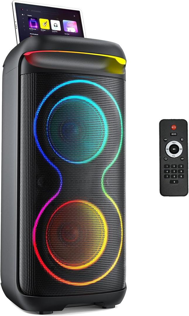 JYX Karaoke Machine for Adults, Big Bluetooth Party Speaker with LED Disco Light, Support TWS/USB/AUX/TF Card Input, Perfect for Outdoor, Home, Stage Subwoofers