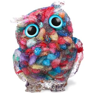 Hand-Carved Natural Crystal Owl Statue Reiki Healing Gemstone Animal Figurines Home Office Car Decoration The Best Gifts 2.4 inches (Multicolor)