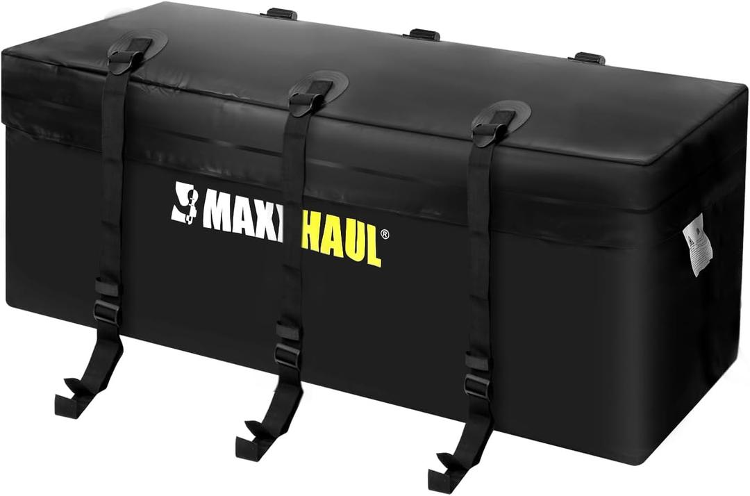 MaxxHaul 70209 Soft Shell Cargo Carrier Bag for Hitch Mount Cargo Rack  Heavy Duty and Water Resistant 47 inch 20 inch x 20 inch Black with Tie Down Straps