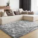 LOCHAS Soft Fluffy Grey Faux Fur Rugs for Bedroom Bedside Rug 4x6 Feet, Washable, Furry Sheepskin Area Rug for Living Room Girls Room, Luxury Shag Carpet Home Decor
