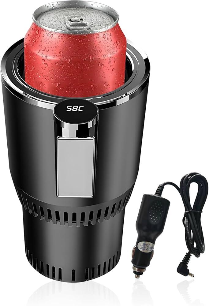 2-in-1 Smart Car Cup Cooler and Heater, Smart Cup for Car with LED Temperature Display Touch Control, Keep Drink Cold or Hot in Car Cup Holder Fits in Commuter Road Tripper, Black