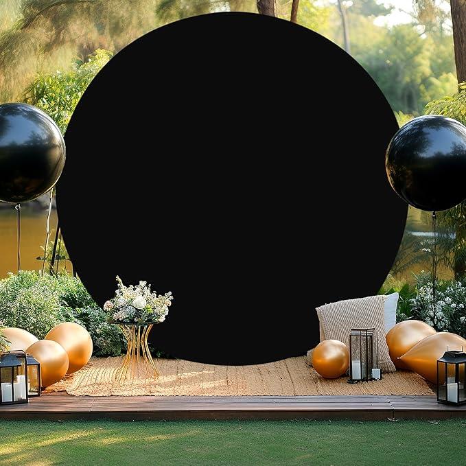 Gallety 7.2 FT Black Round Backdrop Cover for 5ft to 7.2ft Circle Arch Stand - Adjustable Circle Arch Backdrop Cover for Wedding Arch Birthday Party Photography Decoration