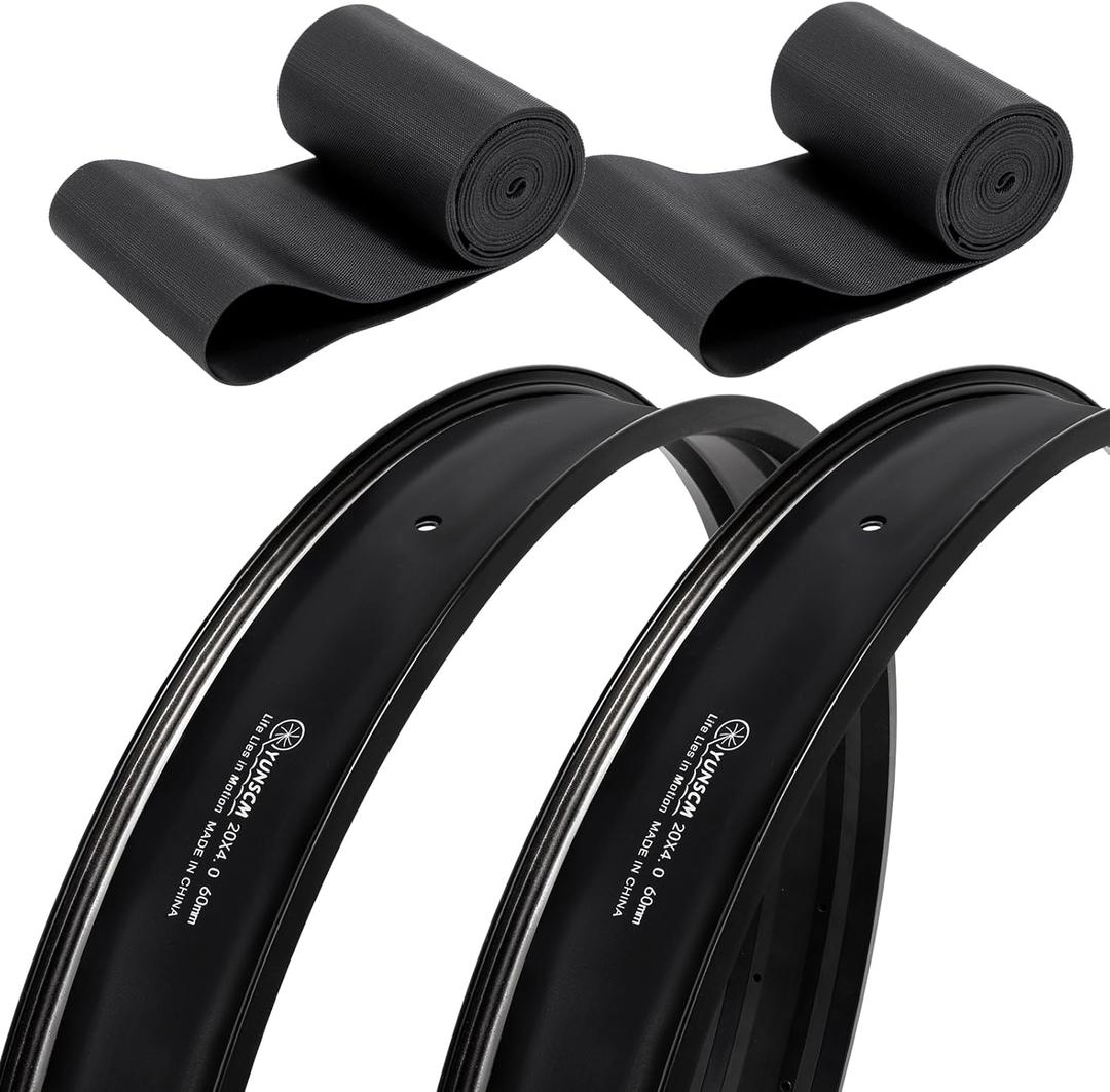 YunSCM 2-Pcs 20 x 4 Fat E-Bike Rim Strips Nylon Rim Tape Tire Liners Compatible with 20x4.0 E-Bike Electric Bike, Mountian Bicycle Bike Fat Tires