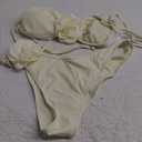 OYOANGLE Women's Women's 2 Piece 3D Rose Bikini Swimsuit Spaghetti Strap High Waisted Bathing Suit Beachwear L