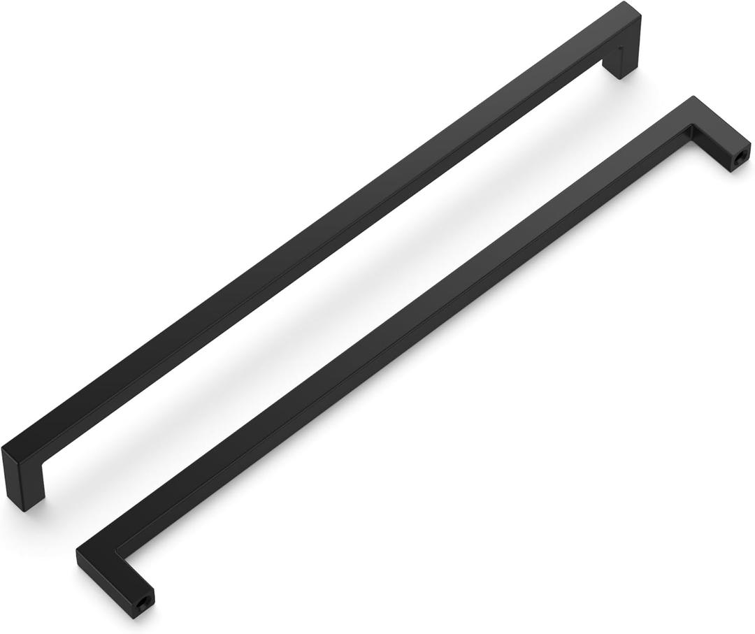 Hickory Hardware Solid Core Kitchen Cabinet Pulls, Luxury Cabinet Handles, Hardware for Doors & Dresser Drawers, 12 Inch Hole Center, Matte Black, Skylight Collection(Pack of 1)