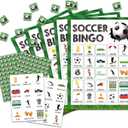 Soccer Bingo Card Game, Soccer Bingo Game for Adults, Sports Party Supplies, Favors, Soccer Party Decorations, Gift  24 Players Bingo Game, C05
