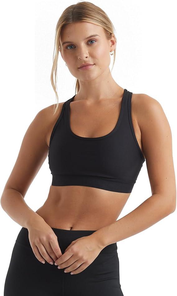 Hanes Womens Sport Compression Racerback Sports-Bra, Black, Large