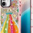 for iPhone 16 Case Cute - Durable Shockproof 6.6 ft Drop Impact Phone Case - Funny ET Alien Design (6.1") Glitter Pink