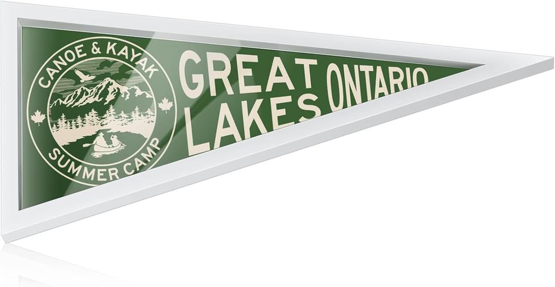 Wesiti 12 x 30 Inches Pennant Frame with Hook Wood Flag Frame Pennant Holder White for Team Display (Acrylic Board with Protective Film on Both Sides)